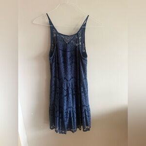 Speechless Navy Lace Dress with Spaghetti Straps